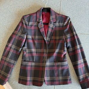Express Plaid Blazer - Black and Red